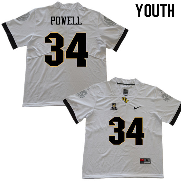 Youth #34 Jon Powell UCF Knights College Football Jerseys Sale-White - Click Image to Close
